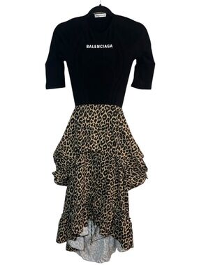 Balenciaga Black Leopard Spring Summer 2019 Dress